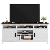 Garvee 70.9" Farmhouse TV Stand With Adjustable Shelves And Cabinet Doors For Living Room And Bedroom, Rustic Wood Finish - White