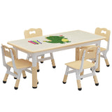 Garvee Kids Table and Chair Set, Height Adjustable Toddler Table and 4 Chairs Set for Ages 2-10, Graffiti Desktop, Non-Slip Legs, Arts & Crafts Table, Children Activity Table for Daycare Classroom Home - Natural Color - Natural