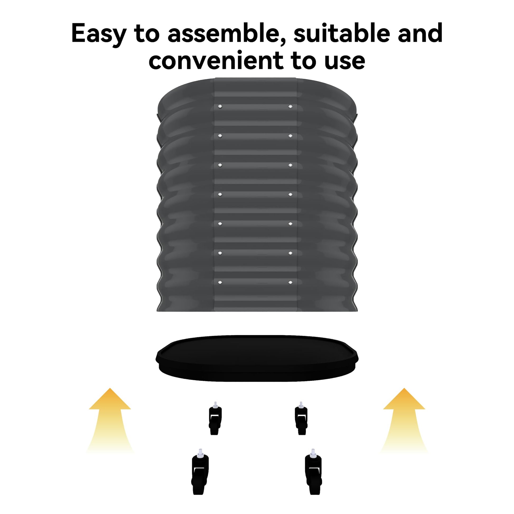 Self-watering planter base with wheels and easy assembly parts