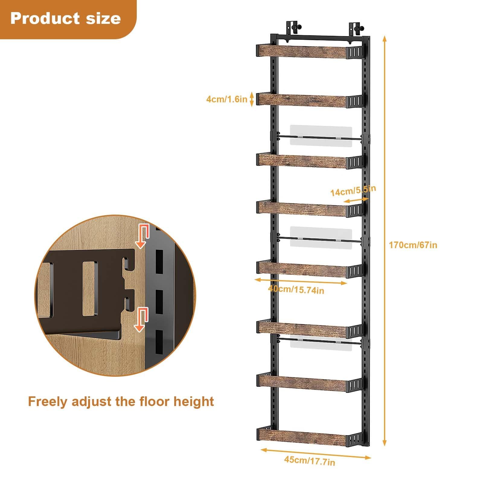 Dimensions and sturdy metal construction of Garvee 8-layer spice rack