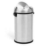 Garvee 17 Gallon Swing Open Trash Can, Round Stainless Steel Trash Can, Commercial Trash Can - Silver