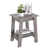Garvee End Table, Wooden Side Table, Small Minimalist Bedside Table, Night Stand with 2-Tier Storage Shelf, Entryway Table, Sofa Table for Small Space, Living Room, Bedroom, Easy Assembly, Rustic Gray - 