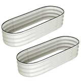 Garvee 2 Pcs 4.5x2x1.5ft Oval Raised Garden Bed Galvanized Metal Planter Outdoor White - White(Rubber Edge)