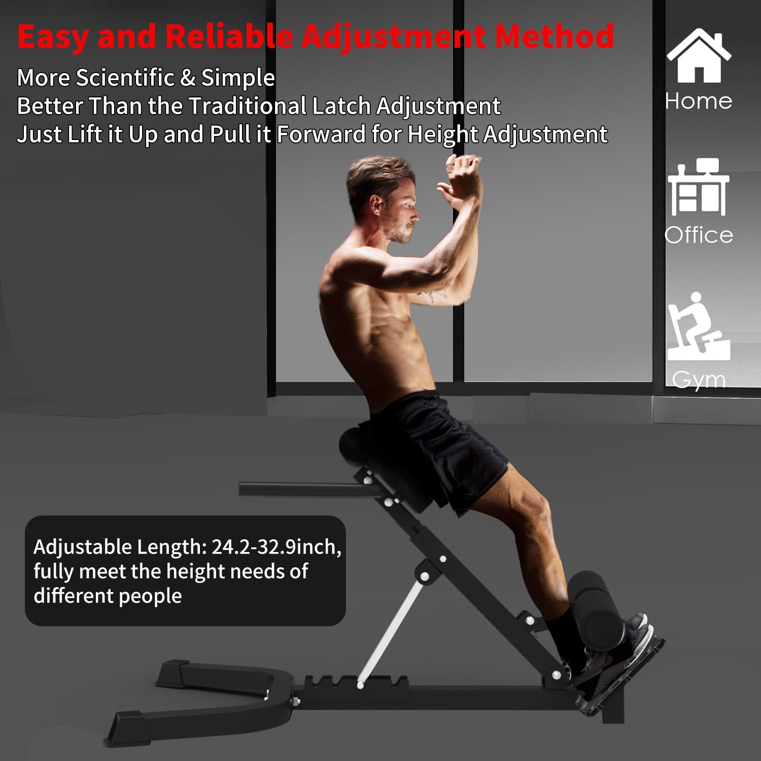 Adjustable Roman chair height and angle adjustment method