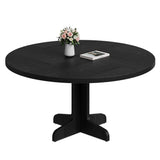 Garvee 47 Inch Round Dining Table, Wood Kitchen Table, Dinning Room Tables for 4-6 People, Dinner Table with Wooden Tabletop and Legs for Dining Room Living Room, Black (Only Table) - black