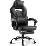Garvee Ergonomic Computer Gaming Chair, Home Office Chair with Footrest, Headrest & Lumbar Support, 360° Swivel Height Adjustable Video Game Chair, 300LB Capacity for Adults and Teens, Black - All Black