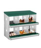 Garvee Chicken Nesting Box 6 Compartment Metal Wall Mount for Egg Laying 14x14 Inch Rust-Proof - 