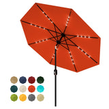 Garvee 9 FT Patio Umbrella with Solar Lights, Outdoor Table Umbrella, Orange, Waterproof, UV Protection for Garden and Poolside - Orange