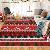 Garvee Christmas Area Rug 4x6 Rug Washable Rug Snowflake Holiday Decor Xmas Modern Small Rug Artistic Entryway Rug Non Slip Carpet Soft Low Pile Accent Rugs for Nursery Living Room 4'x6' Red/Green - Red&Green