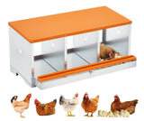Garvee Chicken Nesting Boxes Two-Tier Metal Egg Laying Box with 3 Compartments Large Vented Holes for Chicken Coop, Durable Galvanized Steel, Easy Assembly - Orange