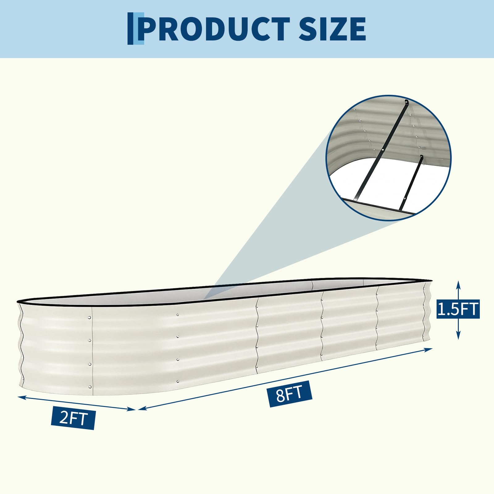 beige oval galvanized raised garden bed for outdoor planting