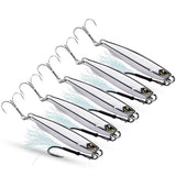 Garvee 5Pcs Sea Fishing Jigging Spoons Metal Spinner Lure Set for Sea Bass Tuna Pike Salmon Trout Silver