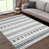 Garvee Boho Black & White 8x10 Moroccan Rug, Geometric Pattern, Non-Slip, Water Resistant, Polyester, Washable, Living Room, Bedroom, Dining