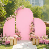 Garvee Set of 3 Wedding Arch Cover, Double Sided Portable Spandex Fitted Wedding Arch Stand Covers with Bottom Zipper for Wedding Birthday Party 5Ft 7.2Ft 5Ft Pink - Pink