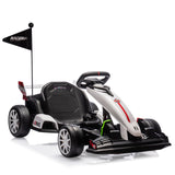 Garvee 24V Electric Drift Kart for Kids with Adjustable Seat, EVA Silent Wheels, Parent-Safety Certified, 38.58"-49.6" Length, Black