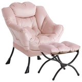 Garvee Lazy Chair With Ottoman Modern Lounge Accent Chair Leisure Sofa Armchair With Footrest Living Room Bedroom Dorm Office Black - Velvet Pink