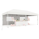 Garvee 10'x20' Pop-Up Canopy Tent - 210D Oxford Fabric Portable Instant Commercial Tent with 2 Sidewalls, 12 Stakes & 6 Sandbags for Events, White - White