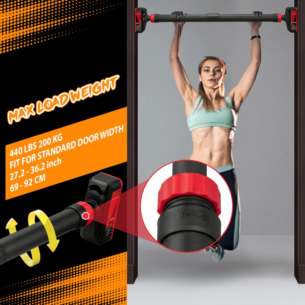 Adjustable doorway pull up bar for standard door widths