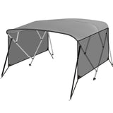 Garvee 4 Bow Bimini Tops Boat Canopy with Zipper Light Transmission Side Curtains, 8'L x 54"H x 91"-96"W, Grey - Grey
