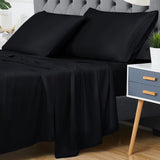 Garvee King Bamboo Rayon Sheets Cooling Deep Pocket Luxury 4-Piece Set Soft Breathable White - Black