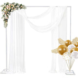 Garvee 8.2FT Robust Metal Square Wedding Arch Frame with Support Feet Nails for Weddings, Birthdays, Baby Showers & Anniversaries, Weather-Resistant Epoxy Coating, Heavy-Duty Stability, Easy Setup, Black - White