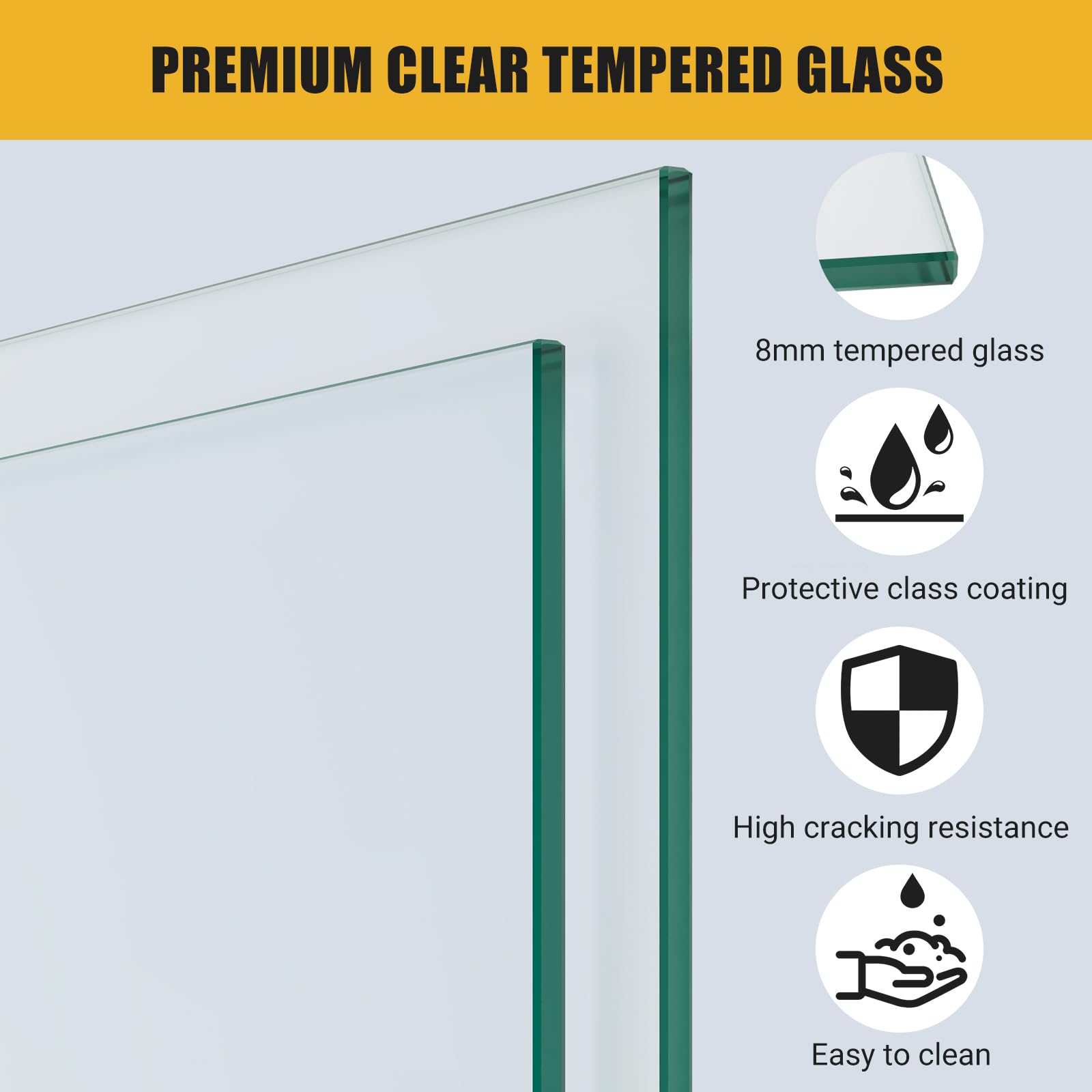 8mm clear tempered glass with protective coating
