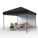 Garvee 10'x10' Pop-Up Canopy Tent - Portable Instant Gazebo with 1 Removable Sidewall, 4 Stakes & Ropes for Outdoor Events, Patio, Party, Camping, Black - Black