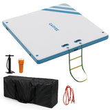Garvee Inflatable Floating Dock 8x6 Ft Air Dock Platform with Non-Slip Surface, Thick Lake Floats, Portable Carrying Bag, Air Pump for Lakes, Pool, Beach, Ocean Blue - Blue