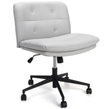 Garvee Criss Cross Chair Armless Desk Chair With Wheels Swivel Vanity Chair Widen Seat Height Adjustable Light Grey - Light Grey