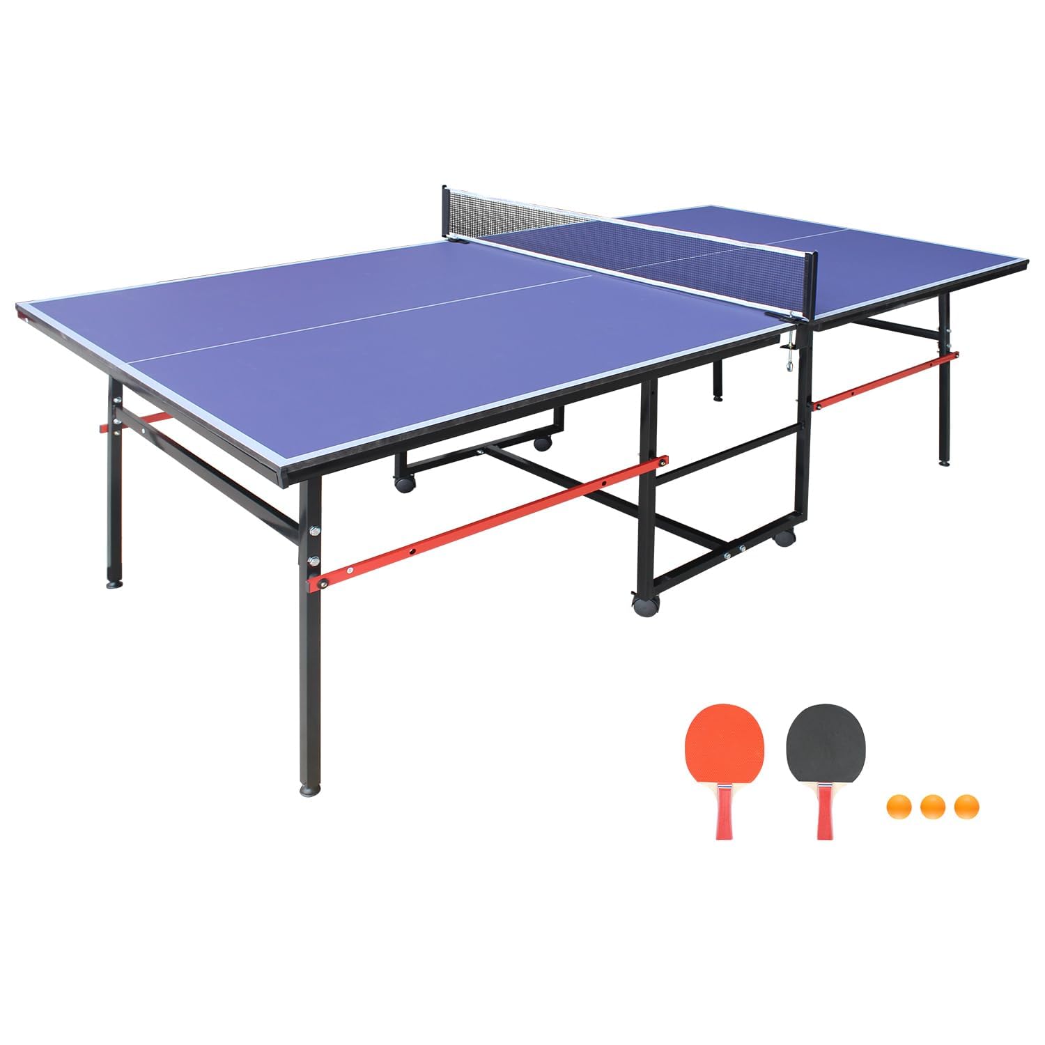 Ping pong table set with net paddles and balls