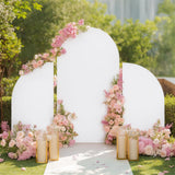 Garvee Arch Backdrop Stand Cover Set of 3, Wedding Arch Cover, Double Sided Round Top and Half Moon Top Stretchy Backdrop Cover for Birthday Parties Baby Shower Banquet 5ft 7.2ft 5ft White - White