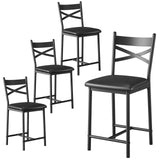 Garvee 22.4 in Bar Stools Set of 4 with X-Shaped Back Thick Cushion Counter Height Rustic Brown Black - Black