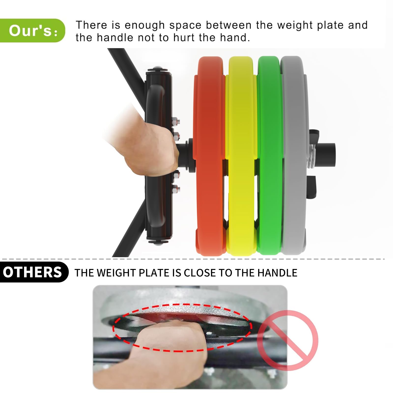 Garvee trap bar safety space between hand and weight plate