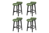 Garvee 26.2" Bar Stools Set of 4, Modern Upholstered Kitchen Stools with Low Back and Footrest, Green, Counter Height, Wood Legs - Green