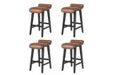 Garvee 26.2" Bar Stools Set of 4, Modern Upholstered Kitchen Stools with Low Back and Footrest, Brown, Counter Height, Wood Legs - Brown