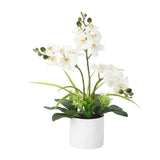 Garvee Real Touch Phalaenopsis Orchid in Pot with Vase for Indoor Home and Office Decor, Large White Artificial Flowers, 3PCS - White