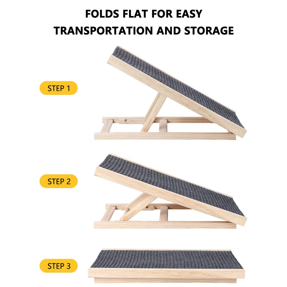 Foldable dog ramp folds flat for transport and storage
