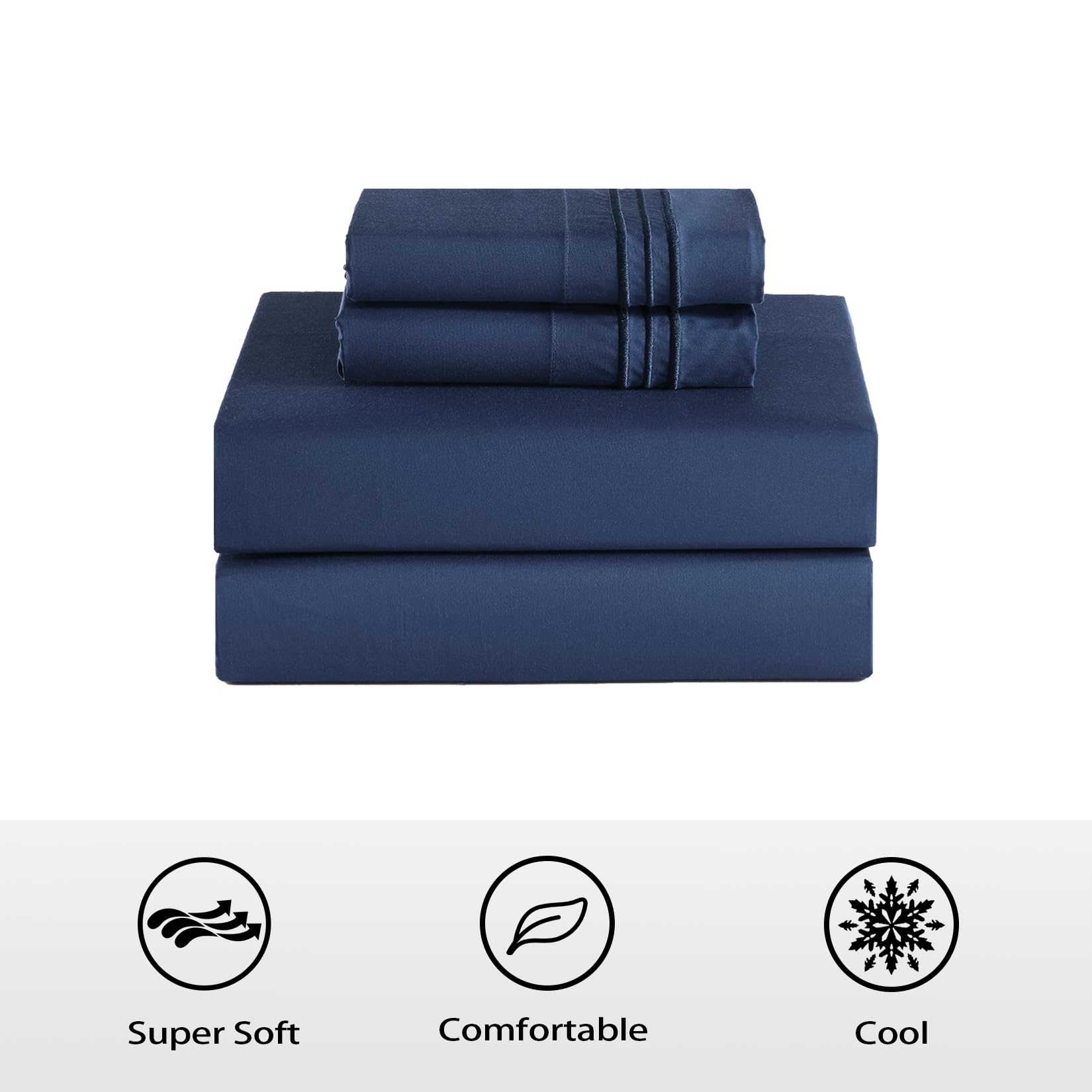 Silky-soft bamboo rayon sheet set with comfort icons