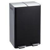 Garvee Dual Trash Can 16 Gal Stainless Steel Kitchen Garbage Can with Lid and Inner Bucket, Double Compartment Trash and Recycle Bin Combo with Step Pedal for Home Office, Black - Black