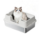 Garvee Stainless Steel Cat Litter Box Extra Large High Sided Non-Stick Odor Resistant Metal Litter Pan for Multiple Cats Big Cats Rabbits - White22