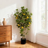 Garvee 5Ft Artificial Lemon Tree Brown Pot Indoor Living Room Office Decoration Realistic Silk Tree - Black