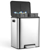 Garvee 2x4 Gallon Kitchen Dual Trash Can and Recycling Bin Stainless Steel Removable Inner Bin and Soft Close Lid for Home Office Business, Silver