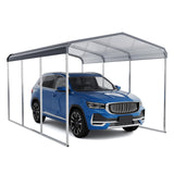 Garvee 10'x15' Heavy Duty Carport with Galvanized Metal Roof & Updated Frame - Metal Garage Canopy for Cars, Boats, Tractors, Grey - Grey