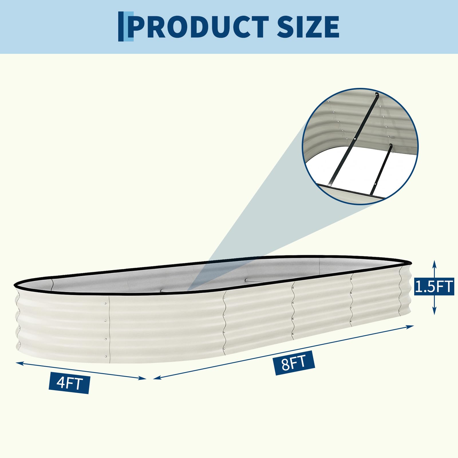 beige oval galvanized raised garden bed for outdoor planting