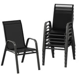 Garvee Patio Chairs Set of 6, Outdoor Stackable Dining Chairs with Textilene Fabric, High Back, Black, Backyard Poolside Garden Balcony - Black