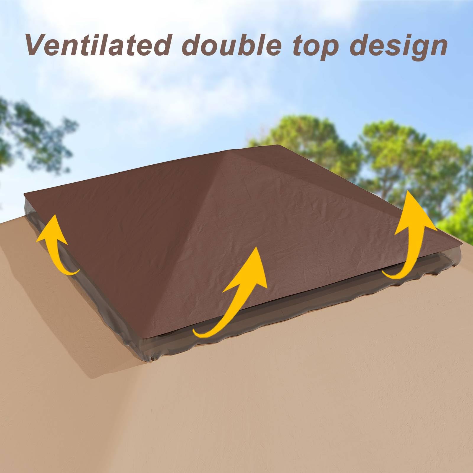 Ventilated double top design for softtop gazebo