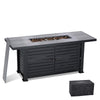 Garvee 57" Gas Fire Pit Table - 50,000 BTU Outdoor Propane Fire Pit with Lid, Rain Cover & Volcanic Rocks, Rectangular Metal Table for Patio & Garden