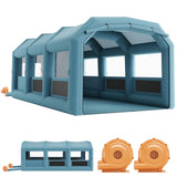 Garvee Portable Inflatable Paint Booth Tent with 550W+750W Blower, Air Filter System, 26x15x11 ft, Gray