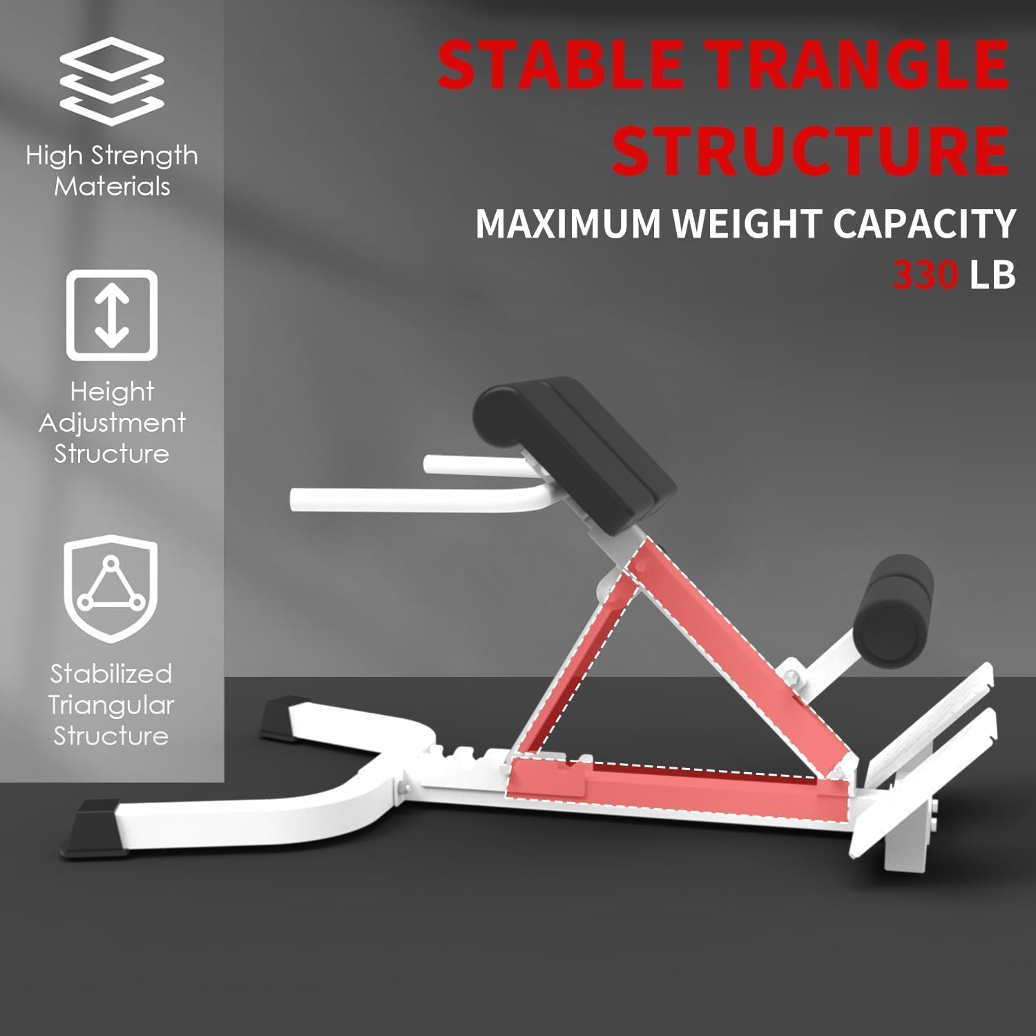 Heavy-duty roman chair with stable triangle support structure