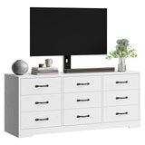 Garvee TV Stand With Mount 9 Drawers Wood Entertainment Center For 32-85 Inch TVs Living Room Bedroom Large Storage Black - White